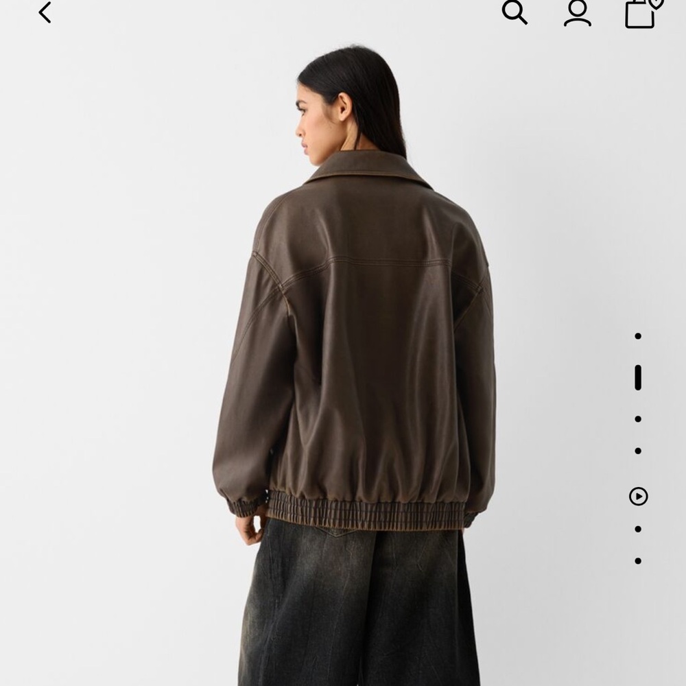Distressed leather effect oversized dad fit jacket